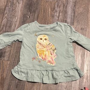 Zara Kids Green Owl Long Sleeve Top